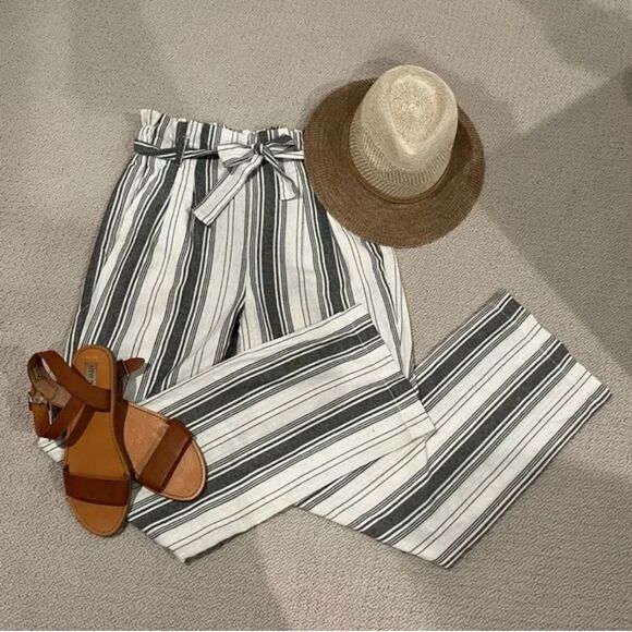 CI SONO COTTON BLEND BLUE/WHITE STRIPPED WIDE-LEG ETHAN PANTS SIZE M - Picture 13 of 13